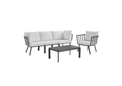 Image for Gray White Riverside 5 Piece Outdoor Patio Aluminum Set