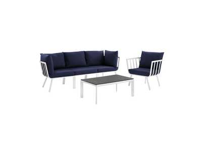 Image for White Navy Riverside 5 Piece Outdoor Patio Aluminum Set