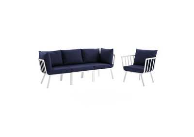 Image for White Navy Riverside 4 Piece Outdoor Patio Aluminum Set