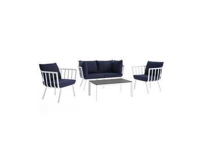 Image for Riverside White Navy 5 Piece Outdoor Patio Aluminum Set