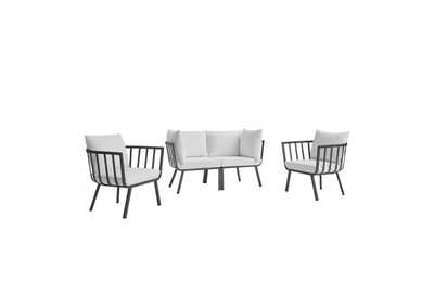 Image for Gray White Riverside 4 Piece Outdoor Patio Aluminum Set