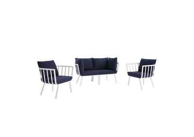 Image for White Navy Riverside 4 Piece Outdoor Patio Aluminum Set