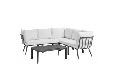 Image for Gray White Riverside 6 Piece Outdoor Patio Aluminum Set