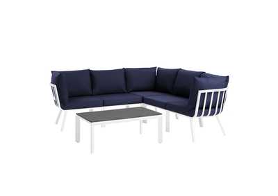 Image for White Navy Riverside 6 Piece Outdoor Patio Aluminum Set