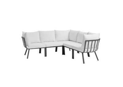 Image for Gray White Riverside 5 Piece Outdoor Patio Aluminum Sectional