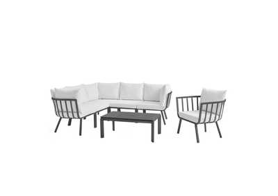 Image for Gray White Riverside 7 Piece Outdoor Patio Aluminum Set