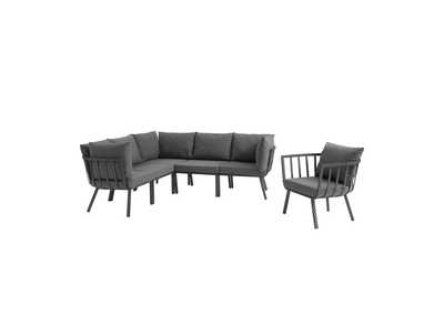 Image for Gray Charcoal Riverside 6 Piece Outdoor Patio Aluminum Set