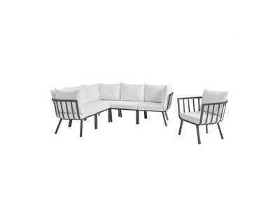 Image for Gray White Riverside 6 Piece Outdoor Patio Aluminum Set