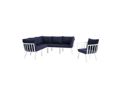 Image for White Navy Riverside 6 Piece Outdoor Patio Aluminum Set