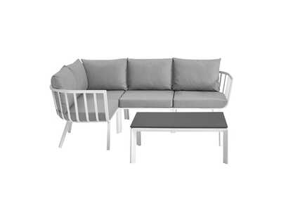 Image for White Gray Riverside 5 Piece Outdoor Patio Aluminum Set