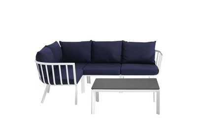 Image for White Navy Riverside 5 Piece Outdoor Patio Aluminum Set