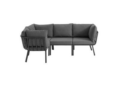 Image for Gray Charcoal Riverside 4 Piece Outdoor Patio Aluminum Sectional