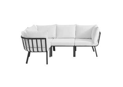 Image for Gray White Riverside 4 Piece Outdoor Patio Aluminum Sectional