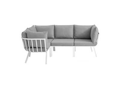 Image for White Gray Riverside 4 Piece Outdoor Patio Aluminum Sectional