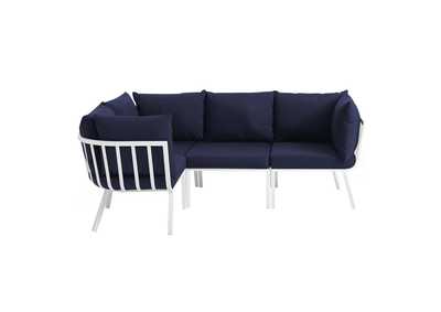 Image for White Navy Riverside 4 Piece Outdoor Patio Aluminum Sectional