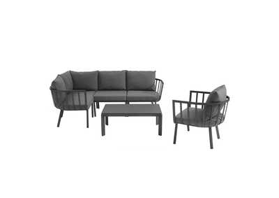 Image for Gray Charcoal Riverside 6 Piece Outdoor Patio Aluminum Set