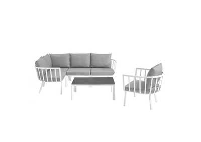 Image for White Gray Riverside 6 Piece Outdoor Patio Aluminum Set