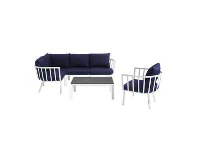 Image for White Navy Riverside 6 Piece Outdoor Patio Aluminum Set