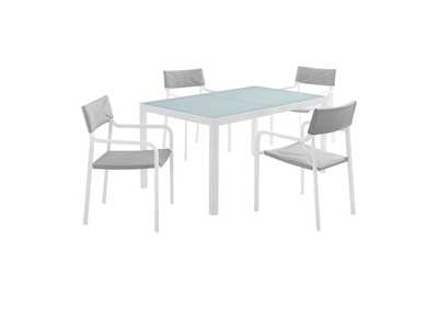 Image for White Gray Raleigh 5 Piece Outdoor Patio Aluminum Dining Set