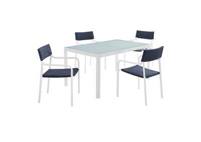 Image for White Navy Raleigh 5 Piece Outdoor Patio Aluminum Dining Set