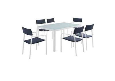 Image for White Navy Raleigh 7 Piece Outdoor Patio Aluminum Dining Set