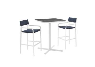 Image for White Navy Raleigh 3 Piece Outdoor Patio Aluminum Bar Set