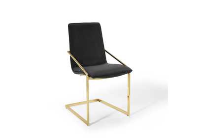 Image for Pitch Gold Black Performance Velvet Arm Dining Chair