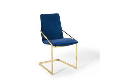 Image for Gold Navy Pitch Performance Velvet Arm Dining Chair