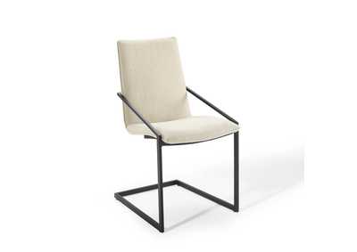 Image for Black Beige Pitch Upholstered Fabric Arm Dining Chair
