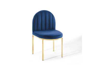 Image for Gold Navy Isla Channel Tufted Performance Velvet Dining Side Chair