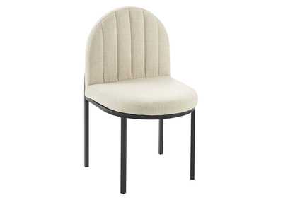 Image for Black Beige Isla Channel Tufted Upholstered Fabric Dining Side Chair