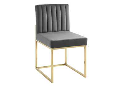 Image for Gold Charcoal Carriage Channel Tufted Sled Base Performance Velvet Dining Chair