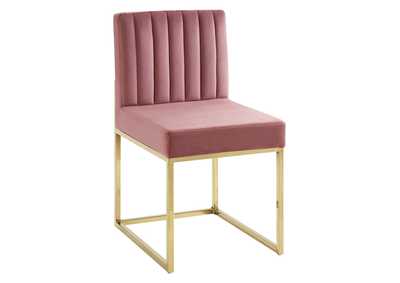 Image for Gold Dusty Rose Carriage Channel Tufted Sled Base Performance Velvet Dining Chair