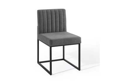 Image for Black Charcoal Carriage Channel Tufted Sled Base Upholstered Fabric Dining Chair