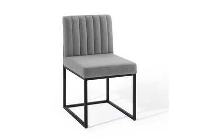 Image for Black Light Gray Carriage Channel Tufted Sled Base Upholstered Fabric Dining Chair
