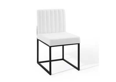Image for Black White Carriage Channel Tufted Sled Base Upholstered Fabric Dining Chair
