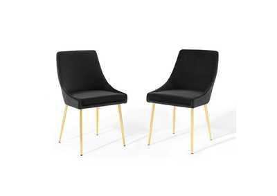 Image for Gold Black Viscount Performance Velvet Dining Chairs - [Set of 2]