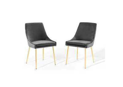 Image for Gold Charcoal Viscount Performance Velvet Dining Chairs - [Set of 2]