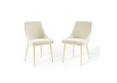 Image for Gold Ivory Viscount Performance Velvet Dining Chairs - [Set of 2]