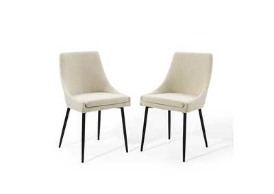 Image for Viscount Black Beige Upholstered Fabric Dining Chairs - [Set of 2]