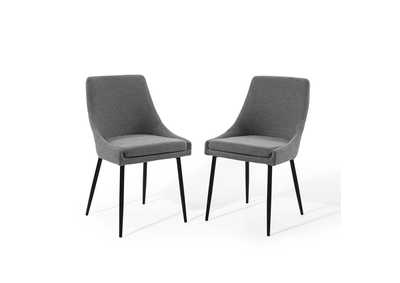 Image for Black Charcoal Viscount Upholstered Fabric Dining Chairs - [Set of 2]