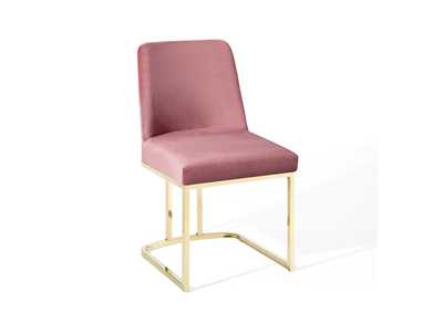 Image for Gold Dusty Rose Amplify Sled Base Performance Velvet Dining Side Chair