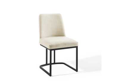 Image for Black Beige Amplify Sled Base Upholstered Fabric Dining Side Chair