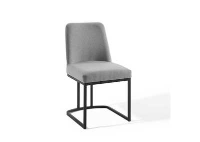 Image for Black Light Gray Amplify Sled Base Upholstered Fabric Dining Side Chair