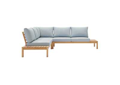 Image for Natural Light Blue Freeport 3 Piece Outdoor Patio Karri Wood Sectional