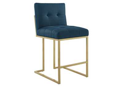 Image for Gold Azure Privy Gold Stainless Steel Upholstered Fabric Counter Stool