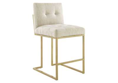 Image for Gold Beige Privy Gold Stainless Steel Upholstered Fabric Counter Stool