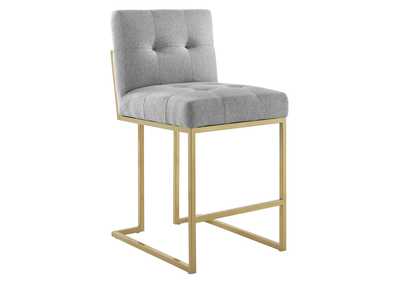Image for Gold Light Gray Privy Gold Stainless Steel Upholstered Fabric Counter Stool