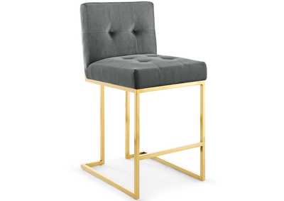 Image for Gold Charcoal Privy Gold Stainless Steel Performance Velvet Counter Stool