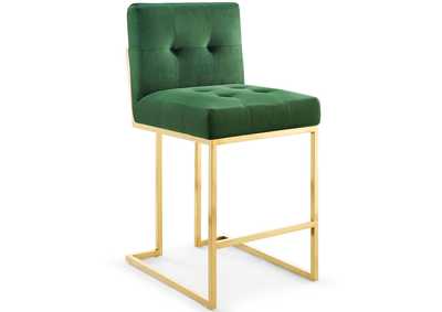 Image for Gold Emerald Privy Gold Stainless Steel Performance Velvet Counter Stool